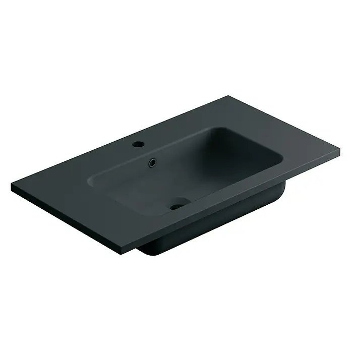 Lavabo Zeppelin mate - 80,5 x 45,5 cm, Orificios para grifo: Medio, Con desbordamiento, Grafito
