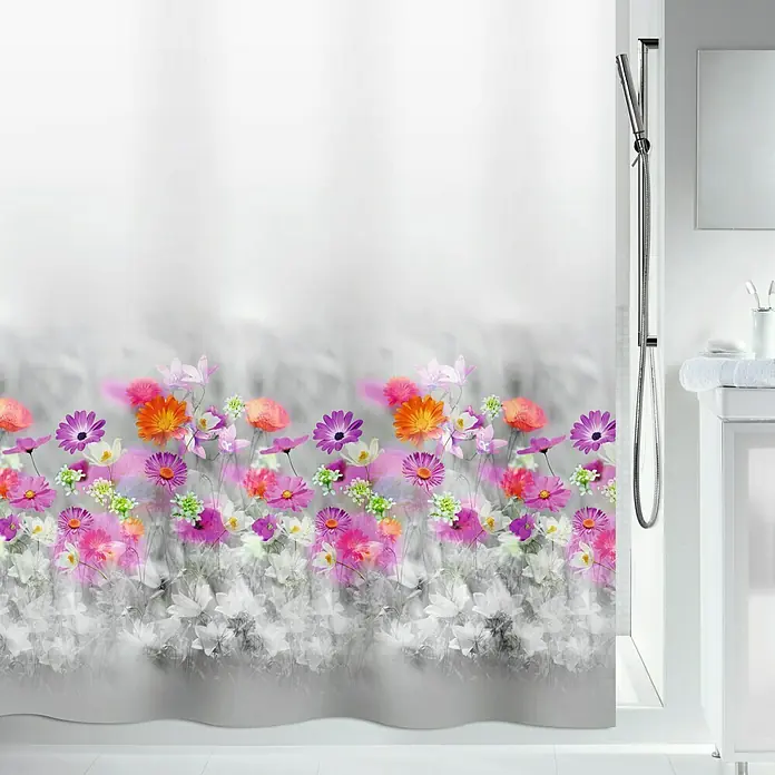 Spirella Cortina de baño textil Abella - An x Al: 180 x 200 cm, Blanco, Multicolor