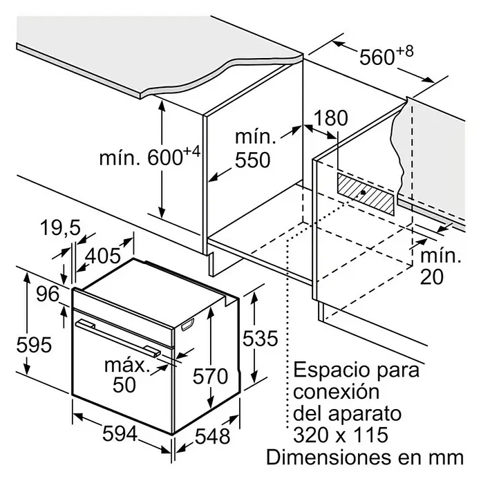 Bosch Horno empotrado HBA574BR00 - Número de tipos de calentamiento: 7 ud., Volumen horno: 71 l