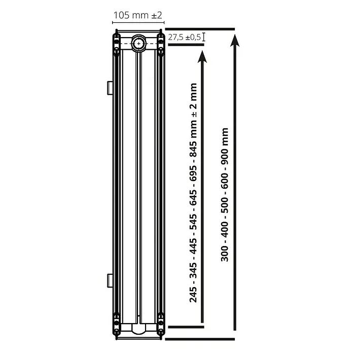 Universal-Flachheizkörper - B x H: 200 x 60 cm, 6-fach, Typ: DK-22, 3.084 W - Detailaufnahme