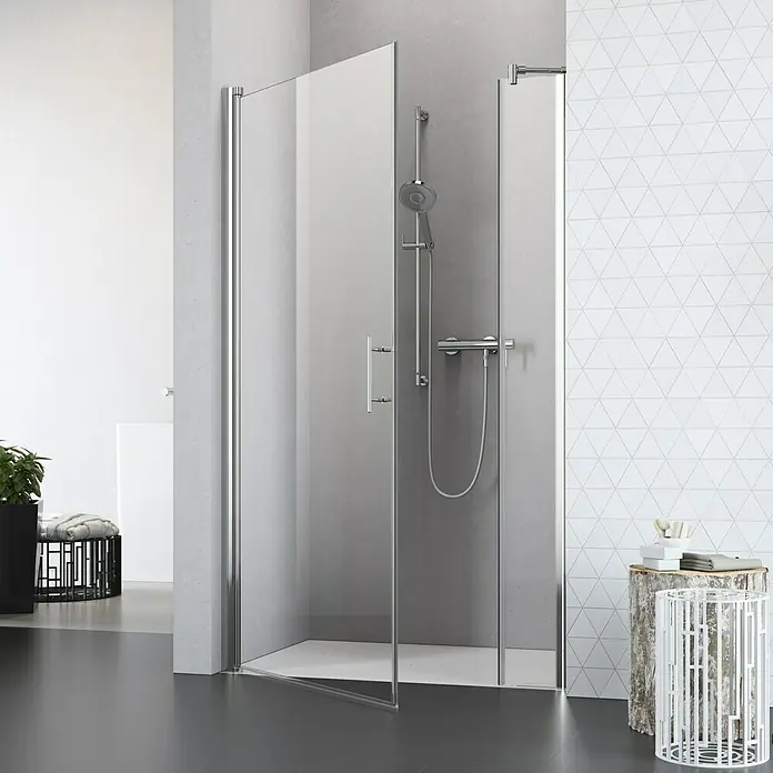 Camargue Vario Nischendusche S1+S17 - 95 x 195 cm, Stärke: 6 mm, Silber - Vorderansicht