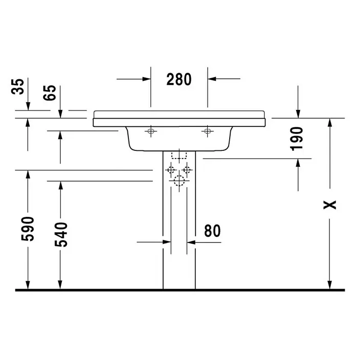 Duravit Starck 3 Waschtisch Typ 1 - 85 x 48,5 cm, Ohne Spezialglasur, Hahnloch: Mitte, Mit Überlauf, Weiß