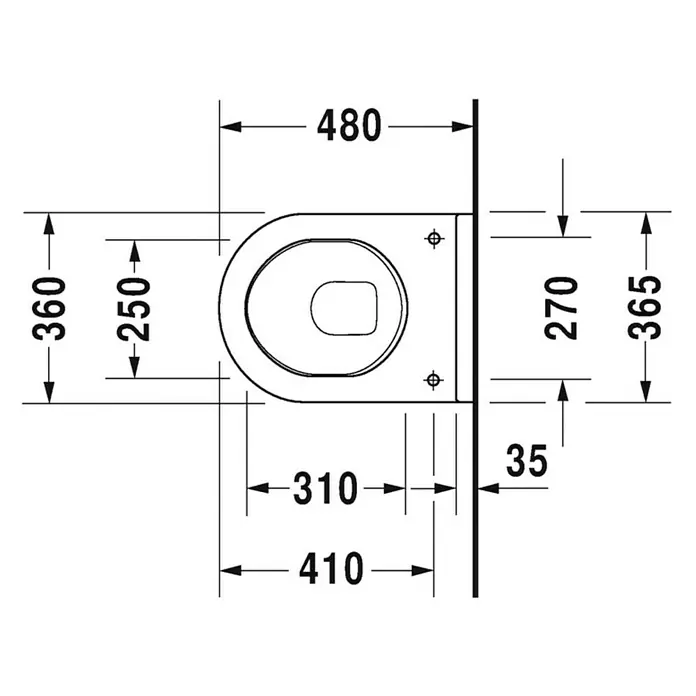 Duravit Starck 3 Wand-WC Compact - Mit Spülrand, Ohne Spezialglasur, Spülform: Tief, Sichtbarkeit Befestigung: Sichtbar, Weiß
