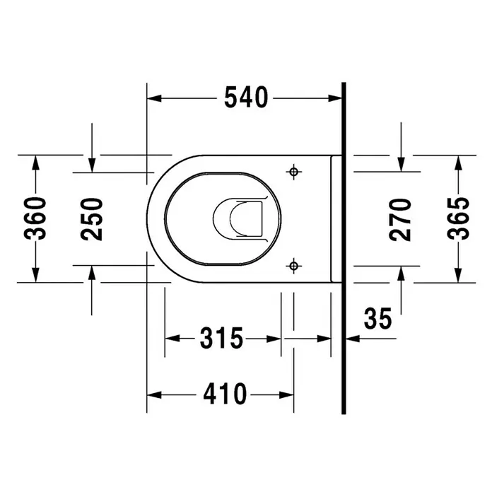 Duravit Starck 3 Wand-WC Typ 1 - Mit Spülrand, Mit schmutzabweisender Glasur, Spülform: Tief, WC Abgang: Waagerecht, Weiß