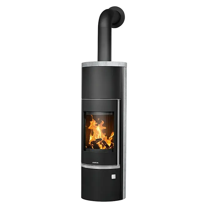 Justus Wasserführender Kaminofen Faro Aqua 2.0 - 8,5 kW, Raumheizvermögen: 200 m³, Verkleidung: Speckstein, Schwarz