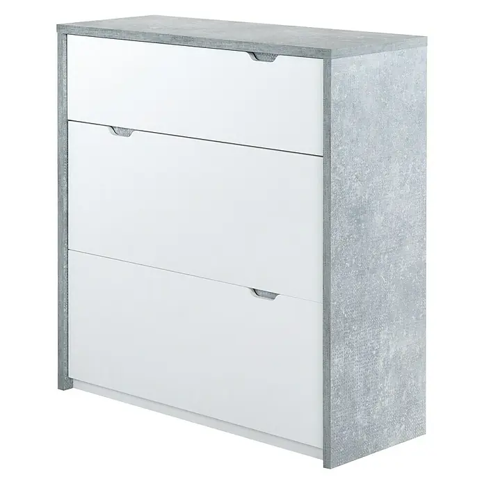 Phönix Bruno Schuhschrank - L x B x H: 38 x 100 x 105,7 cm, Grau/Weiß - Linke Seitenansicht