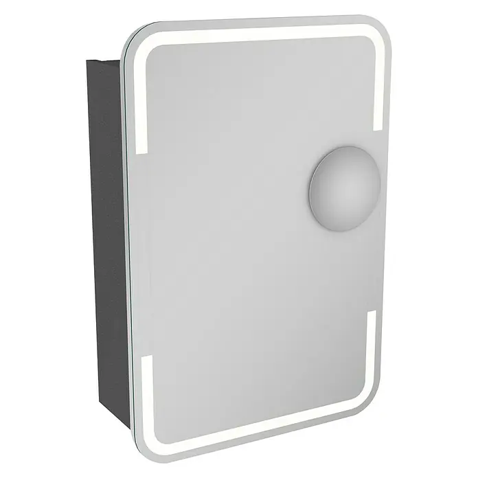Camargue Stella LED-Spiegelschrank - B x H: 51 x 73,7 cm, Anschlag: Links, Mit abgerundeten Kanten, Spanplatte, Grafit - Linke Seitenansicht