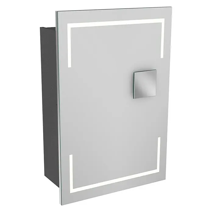 Camargue Stella LED-Spiegelschrank - B x H: 51 x 73,7 cm, Anschlag: Rechts, Mit eckigen Kanten, Spanplatte, Grafit - Linke Seitenansicht