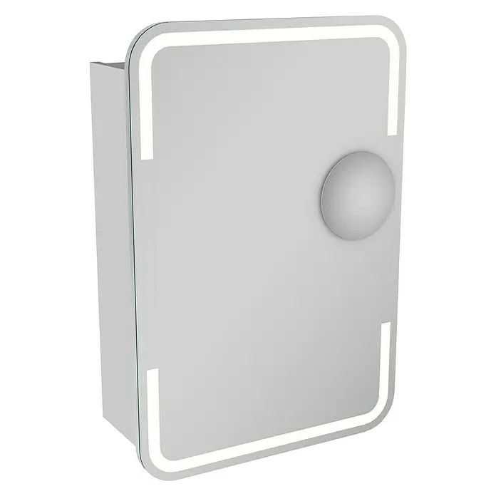 Camargue Stella LED-Spiegelschrank - B x H: 51 x 73,7 cm, Anschlag: Links, Mit abgerundeten Kanten, Spanplatte, Weiß - Linke Seitenansicht