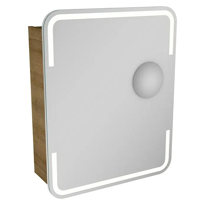 Camargue Stella LED-Spiegelschrank - B x H: 60 x 73,7 cm, Anschlag: Rechts, Mit abgerundeten Kanten, Spanplatte, Berg Eiche - Linke Seitenansicht