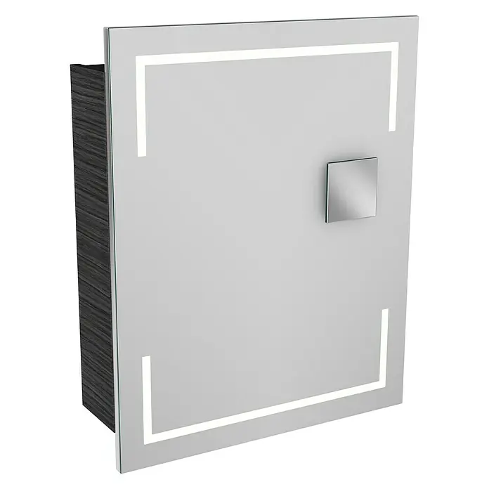 Camargue Stella LED-Spiegelschrank - B x H: 60 x 73,7 cm, Anschlag: Rechts, Mit eckigen Kanten, Spanplatte, Dark Oak - Linke Seitenansicht
