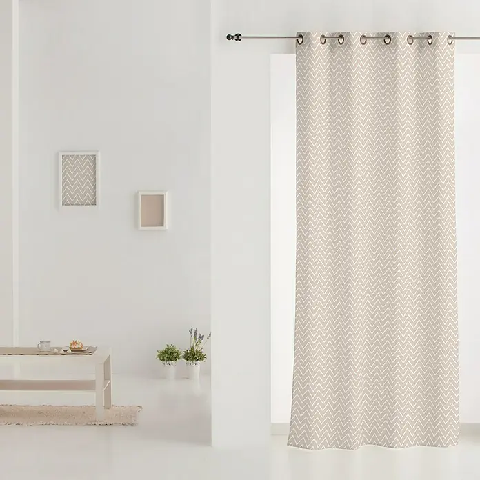 Cortina con ollaos Bachata - 140 cm x 260 mm, 75% Algodón y 25% Poliéster, Natural