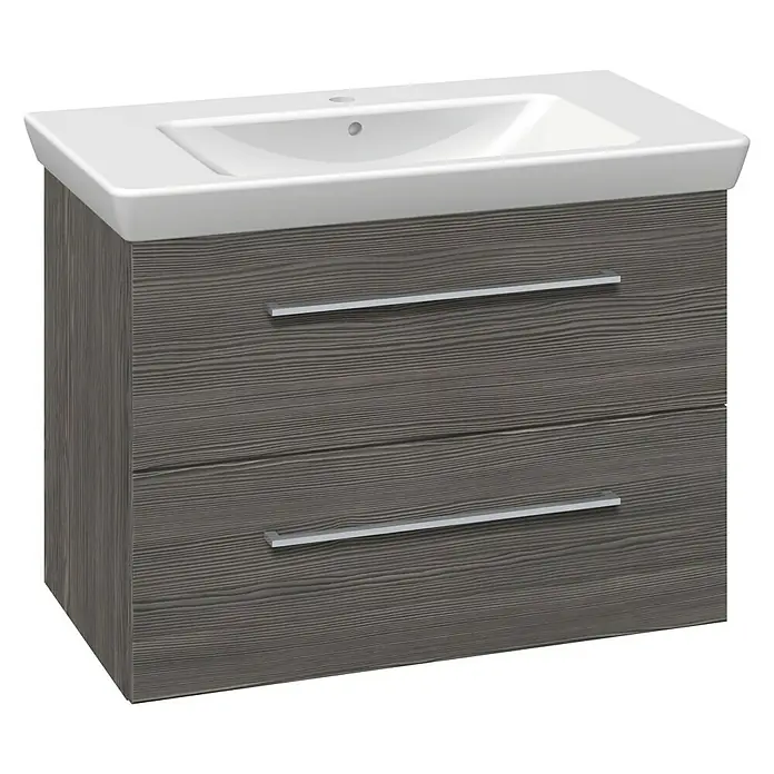 Scanbad Multo+ Waschtisch mit Unterschrank Lotto - Breite: 85 cm, Pine Grey, Strukturiert