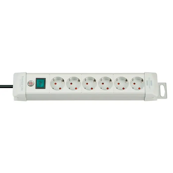 Brennenstuhl Premium-Line Steckdosenleiste - Anzahl Steckdosen Schuko: 6 Stk., Weiß, Kabellänge: 3 m, Max. Anschlussleistung: 3.680 W