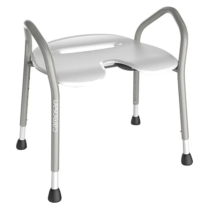 careosan Stolac za kadu Trust - Podešavanje po visini: 42 cm - 53 cm, Opteretivost: 150 kg, Bijelo-srebrne boje - Pogled sprijeda