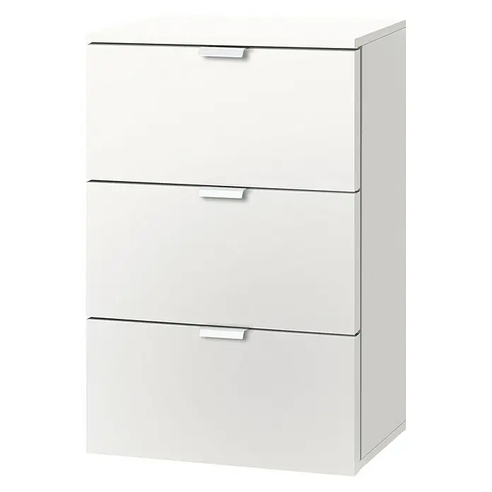 Express Möbel Nachttisch Carina - L x B x H: 42 x 40 x 61 cm, Weiß, Anzahl Schubladen: 3 Stk. - Rechte Seitenansicht