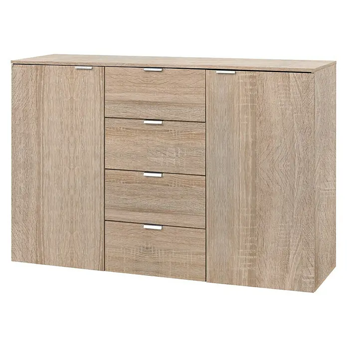 Express Möbel Sideboard Carina - L x B x H: 42 x 140 x 80 cm, Sonoma Eiche, Anzahl Schubladen: 4 Stk., Mit 2 Türen - Linke Seitenansicht