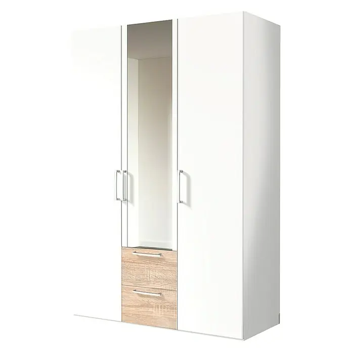 Express Möbel Kleiderschrank Brooklyn - L x B x H: 58 x 150 x 216 cm, Weiß/Sonoma Eiche, 1 Spiegel, Anzahl Schubladen: 2 Stk. - Rechte Seitenansicht