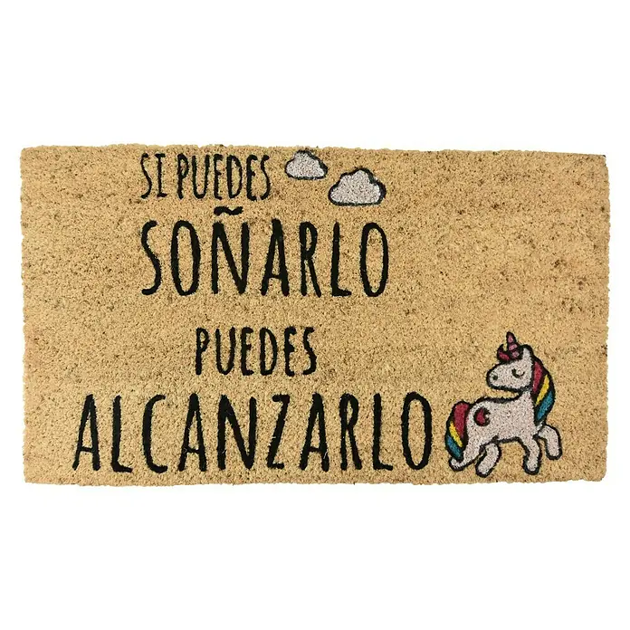 Felpudo de coco Unicornio - Multicolor, 70 x 40 cm, Fibra de coco y PVC