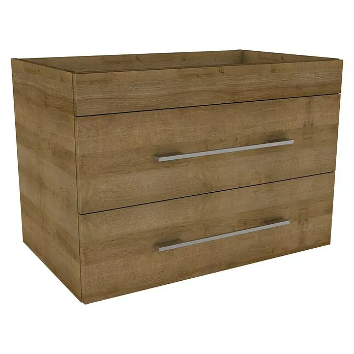 Camargue Stella Waschtischunterschrank - 79,4 x 48,9 x 55 cm, 2 Schubkästen, Ohne Beleuchtung, Berg Eiche - Linke Seitenansicht