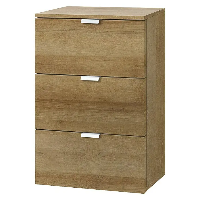 Express Möbel Nachttisch Carina - L x B x H: 42 x 40 x 61 cm, Riviera Eiche, Anzahl Schubladen: 3 Stk. - Rechte Seitenansicht