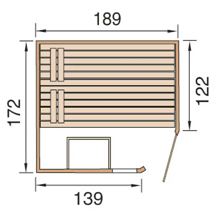 Weka Massivholzsauna Mila 2 - Ohne Ofen, Ohne Zubehör, Außenmaß: 172 x 189 x 203 cm