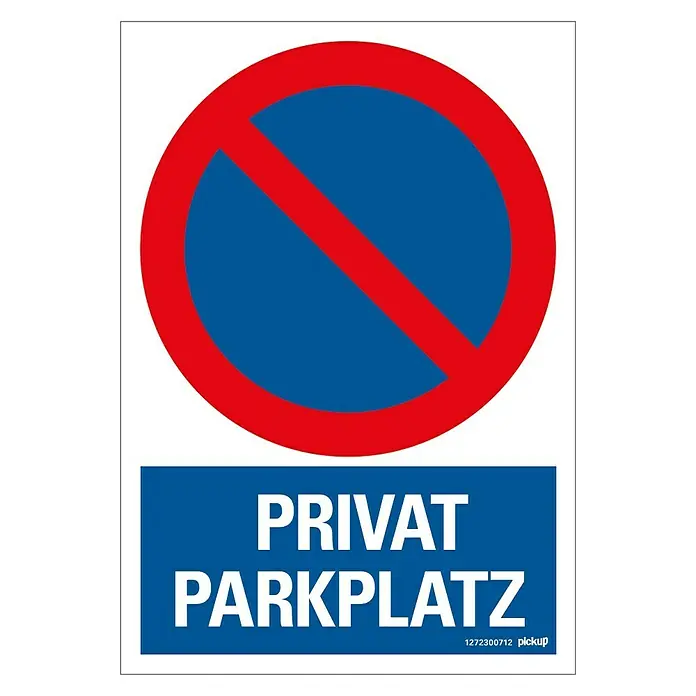 Pickup Verbotsschild - Motiv: Privatparkplatz, L x B: 23 x 33 cm - Draufsicht