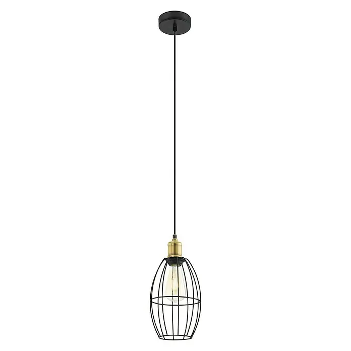 Eglo Pendelleuchte rund Denham - 60 W, Ø x H: 155 mm x 110 cm, Schwarz, E27 - Vorderansicht