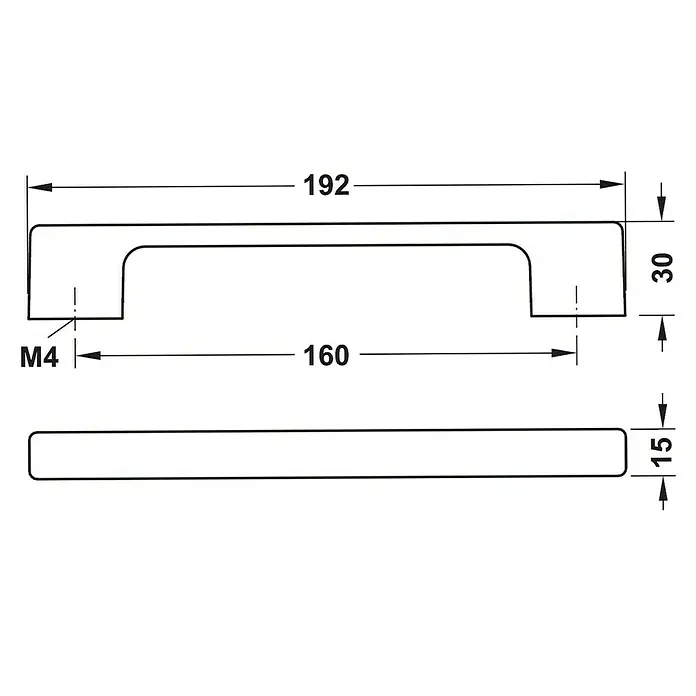 Häfele Tirador para muebles 110.22.036 - L x An x Al: 19,2 x 3 x 1,5 cm