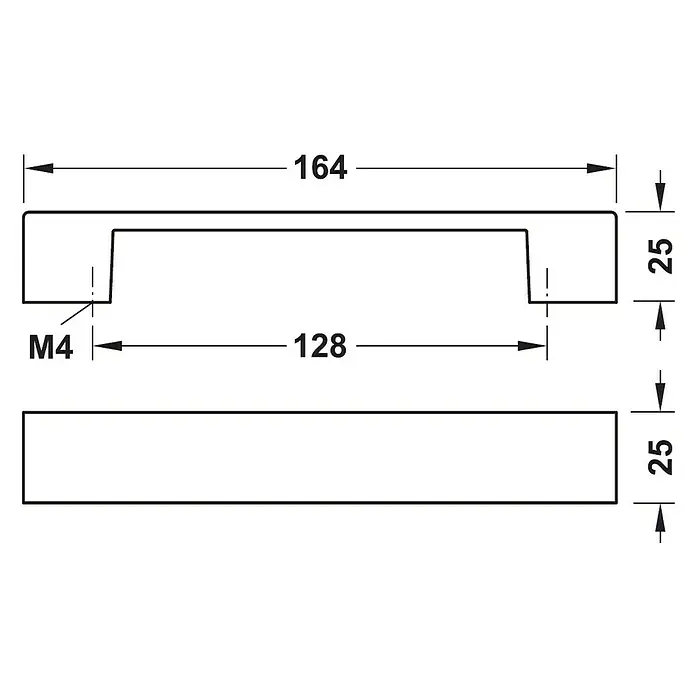 Häfele Tirador para muebles 109.50.017 - L x An x Al: 16,4 x 2,5 x 2,5 cm