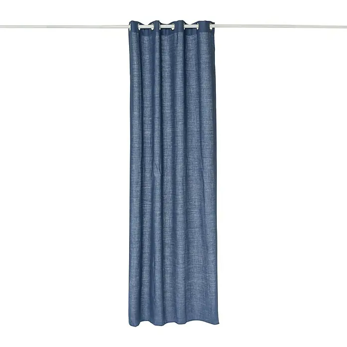 Cortina con ollaos Yute - 140 x 260 cm, Yute tintura, Azul