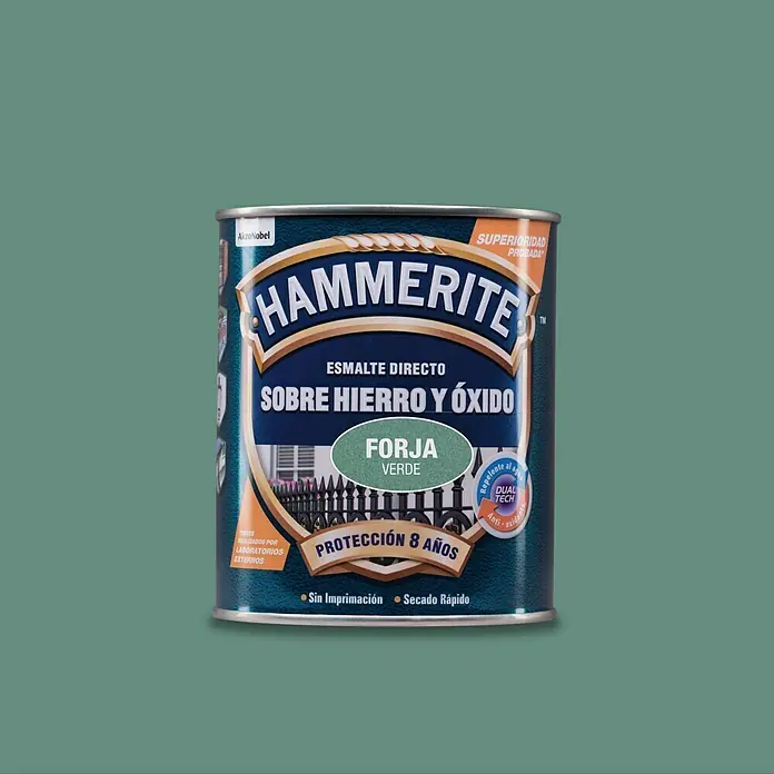 Hammerite Esmalte para metal Hierro y óxido - Verde, 750 ml, Efecto forja