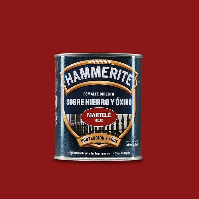 Hammerite Esmalte para metal Hierro y Óxido - Rojo, 750 ml, Martelé