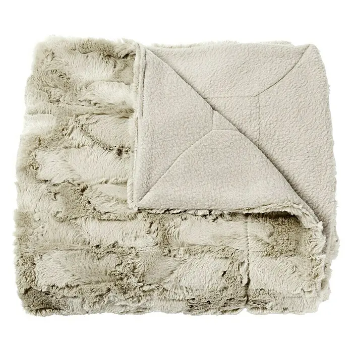 Plaid Pelo polar - 130 x 160 cm, Beige, Rectangular