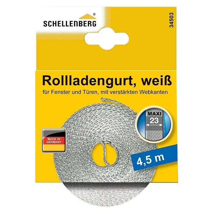Schellenberg Rollladengurt Maxi - Weiß, Länge: 450 cm, Gurtbreite: 23 mm - Vorderansicht