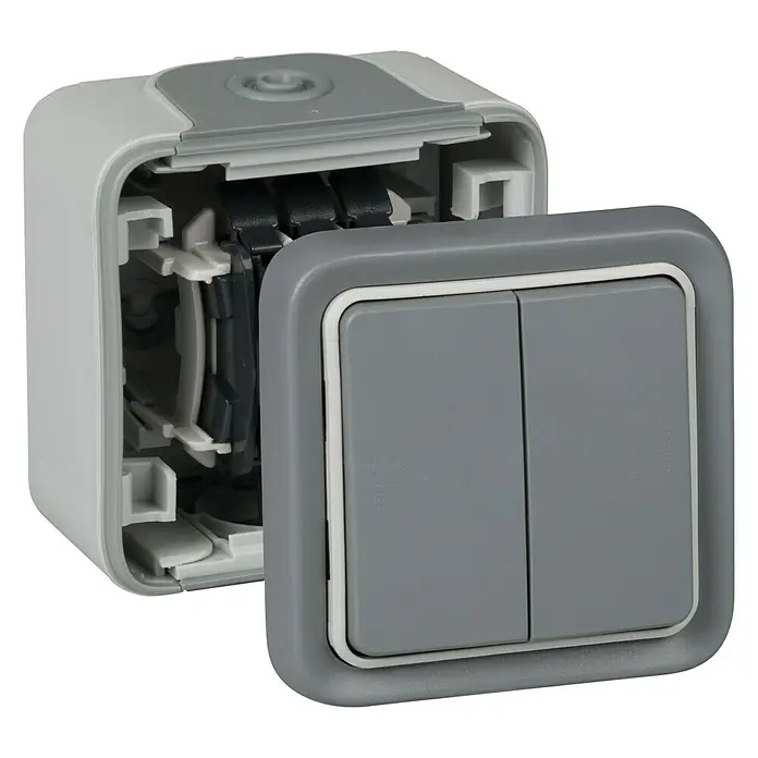 Legrand Interruptor/Conmutador doble Plexo - Gris, Montaje en la pared, IP55