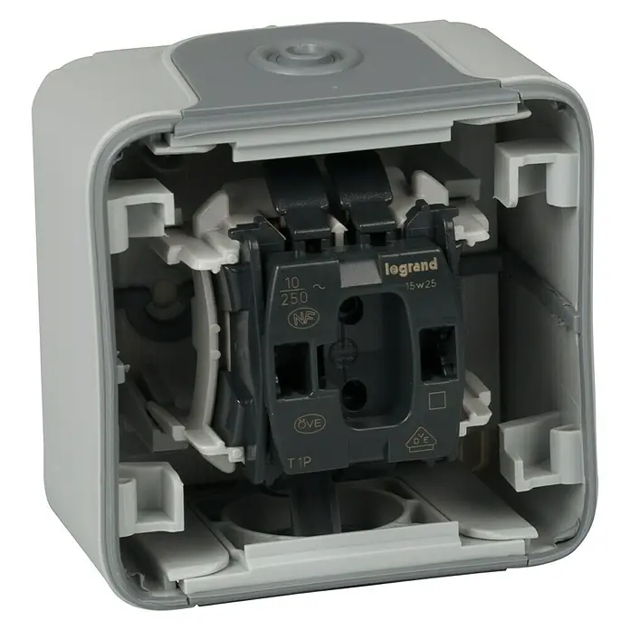 Legrand Pulsador para estancias con humedad Plexo - Gris, Montaje en la pared, IP55