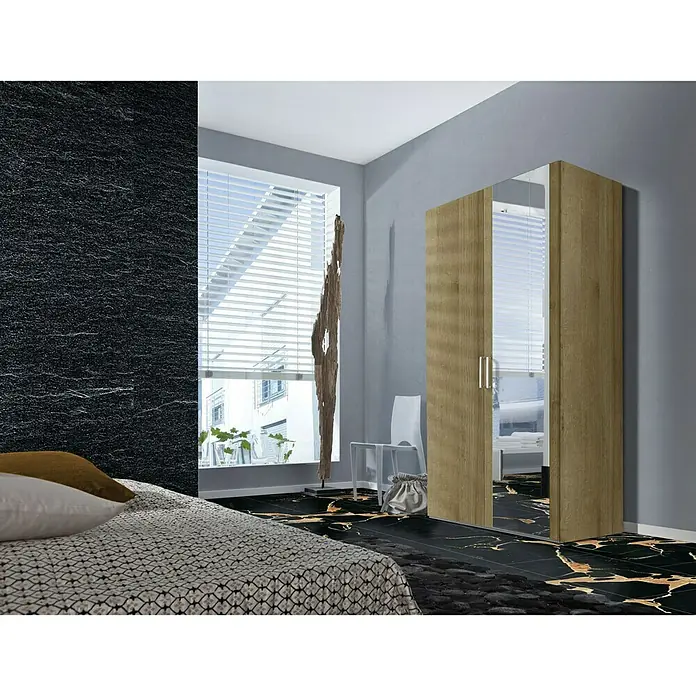 Express Möbel Drehtürschrank Brooklyn - L x B x H: 58 x 100 x 216 cm, Riviera Eiche, 1 Spiegel - Stimmungsaufnahme