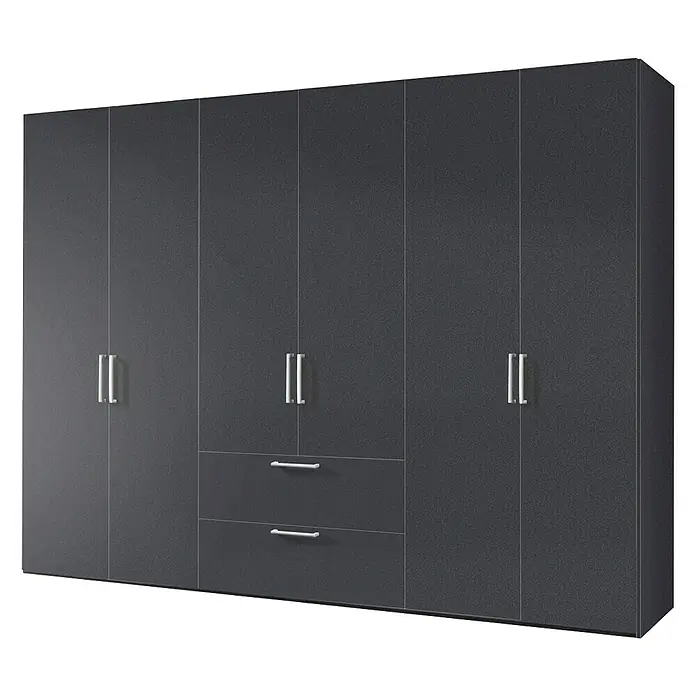 Express Möbel Kleiderschrank Brooklyn - L x B x H: 58 x 300 x 216 cm, Graphit, Ohne Spiegel, Anzahl Schubladen: 2 Stk. - Rechte Seitenansicht
