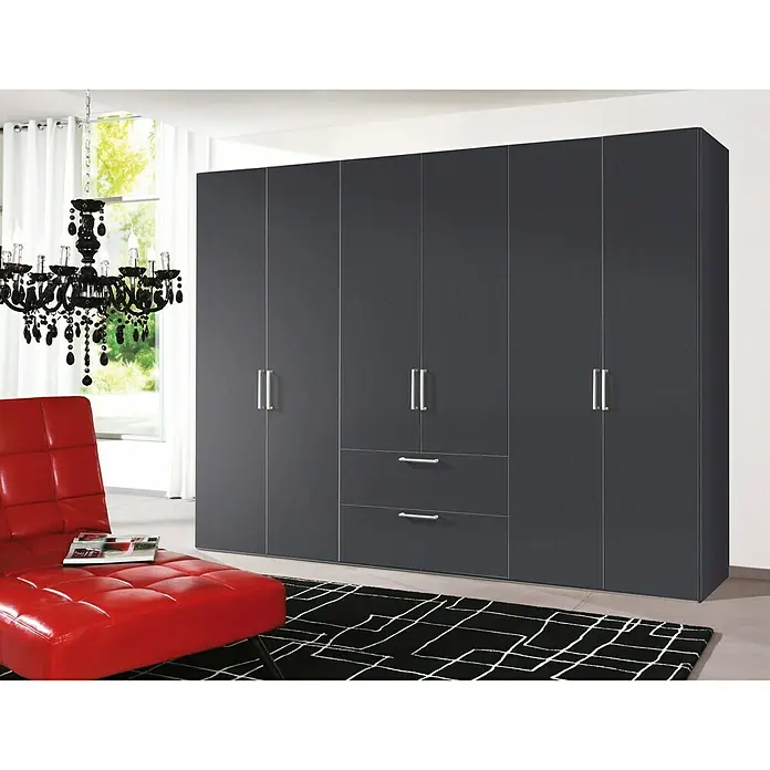 Express Möbel Kleiderschrank Brooklyn - L x B x H: 58 x 300 x 216 cm, Graphit, Ohne Spiegel, Anzahl Schubladen: 2 Stk. - Stimmungsaufnahme