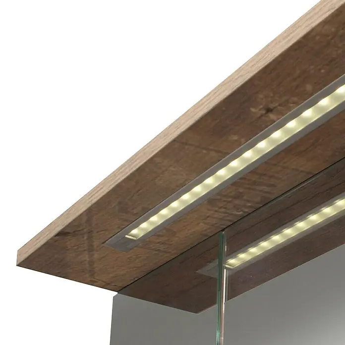 Schildmeyer LED-Spiegelschrank 700.1 Profil 1 - 70,5 x 72,5 cm, Mit Beleuchtung, Spanplatte, Wotaneiche - Detailaufnahme
