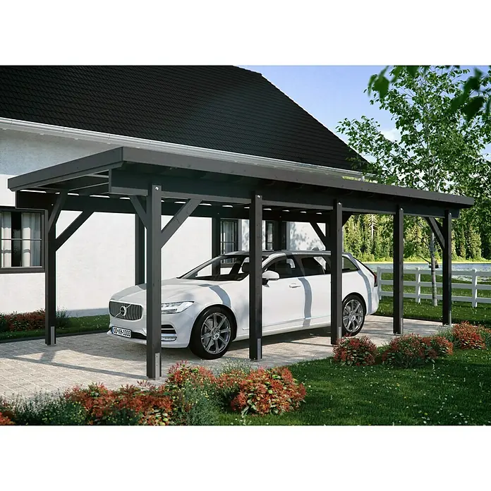 Carport KH 321 - 7,54 x 3,44 m, Einfahrtshöhe: 2,25 m, Schneelast: 250 kg/m², Anthrazit