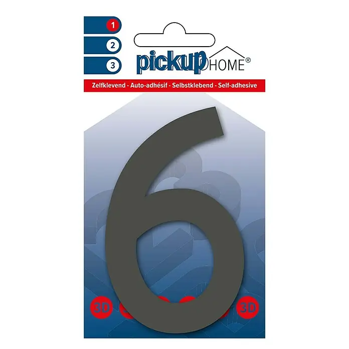 Pickup 3D Home Kućni broj Rio - Visina: 10 cm, Motiv: 6, Sive boje, Plastika, Samoljepljivo