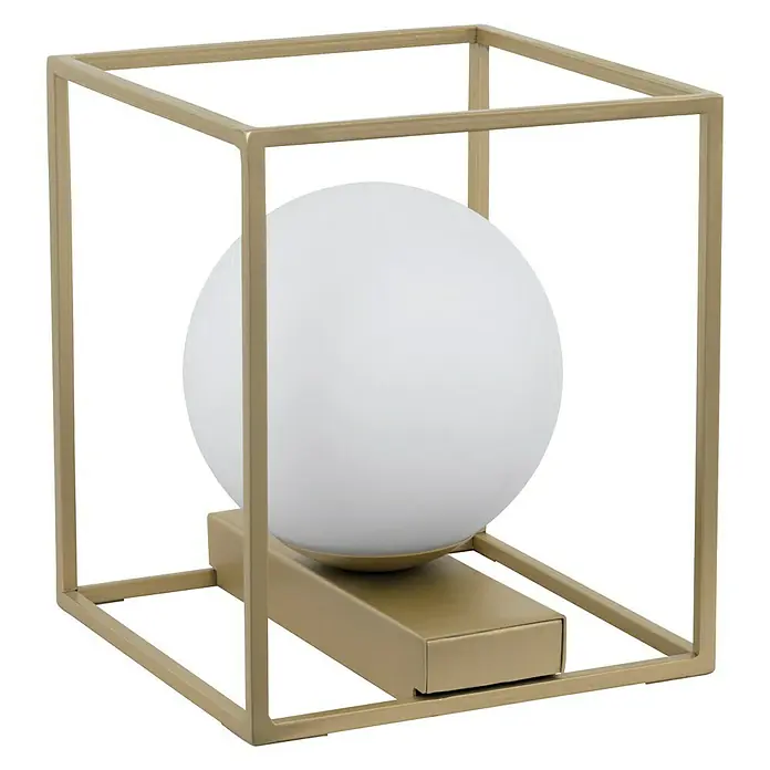 Eglo Vallaspra Stolna svjetiljka - 40 W, D x Š x V: 16,5 x 16,5 x 19 cm, Boja šampanjca, Bijele boje, E14 - Pogled sprijeda