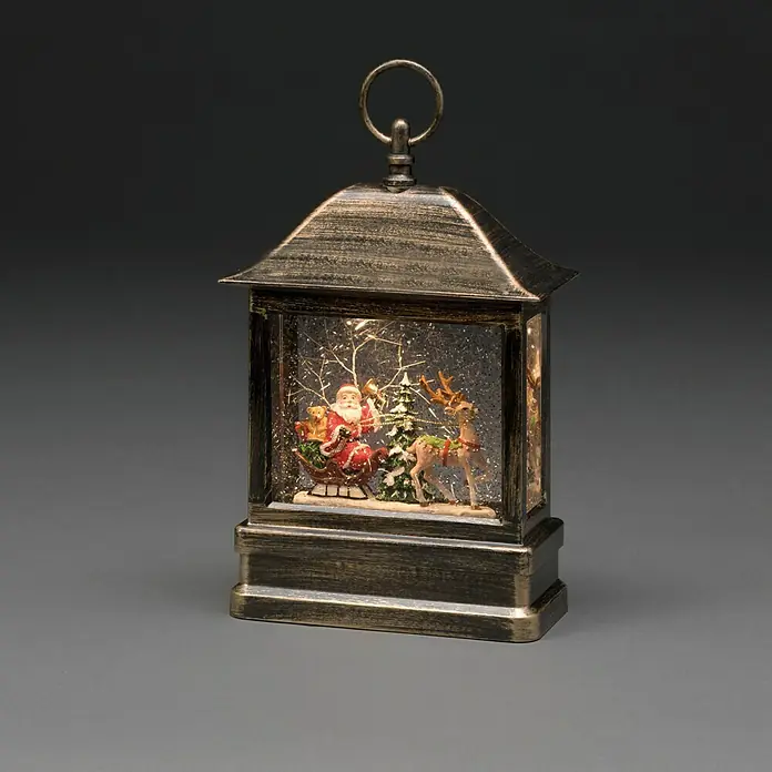 Konstsmide Led-sneeuwlantaarn Kerstman in een slee - Binnen, 1 lamp, l x b x h: 17,5 x 8,5 x 25 cm, Op netstroom