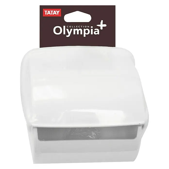 Tatay Olympia Portarrollos papel higiénico II - Con tapa, Blanco, Polipropileno