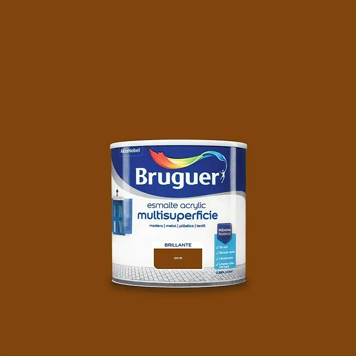 Bruguer Esmalte de color Acrylic multisuperficie - Ocre, 250 ml, Brillante