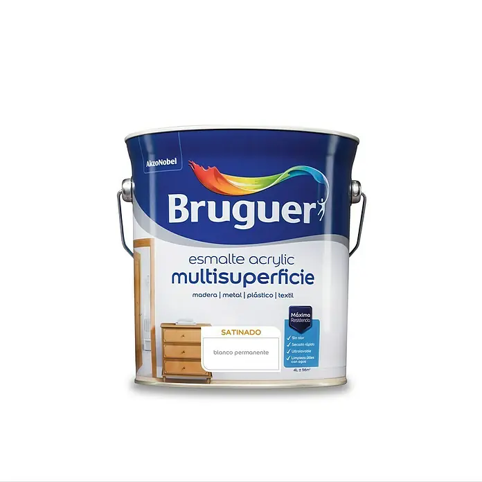 Bruguer Esmalte de color Acrylic - Blanco, 4 l, Satinado