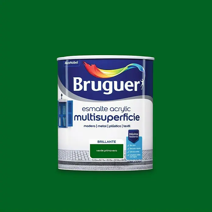 Bruguer Esmalte de color Acrylic multisuperficie - Verde primavera, 750 ml, Brillante