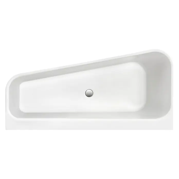 Ottofond Badewanne Derby - 155 x 75 cm, Rechtsseitig, Mit Ab- & Überlaufgarnitur, Sanitäracryl, Weiß - Ansicht von oben